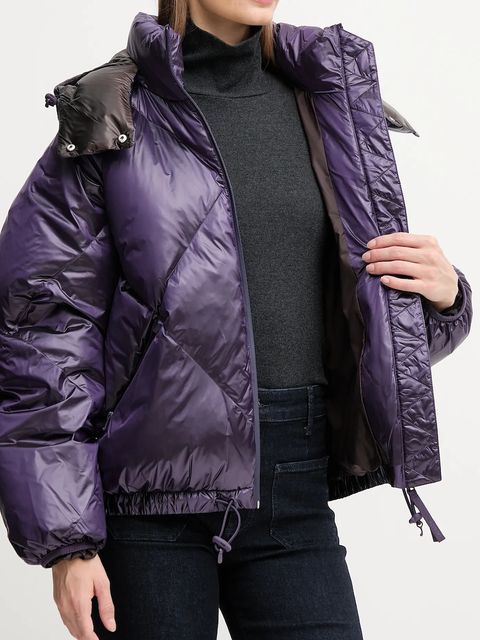 Lacoste kurtka puchowa kolor fioletowy zimowa oversize BF5326