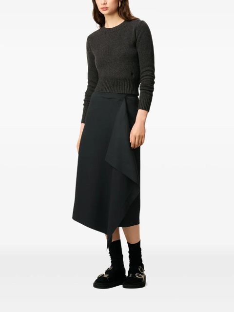 AMI Paris wrap asymmetrical wool midi skirt - Black