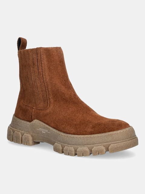 Weekend Max Mara sztyblety zamszowe Genepi damskie kolor brązowy na płaskim obcasie 2525796035600 - zdjęcie produktu nr 1