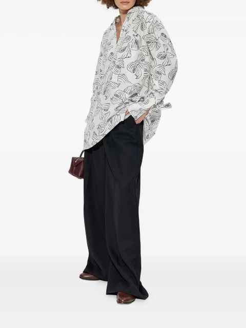 Max Mara bow-print tied-cuff shirt - White - zdjęcie produktu nr 2