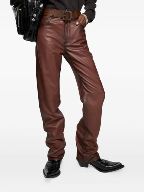 Acne Studios faded-effect leather trousers - Brown