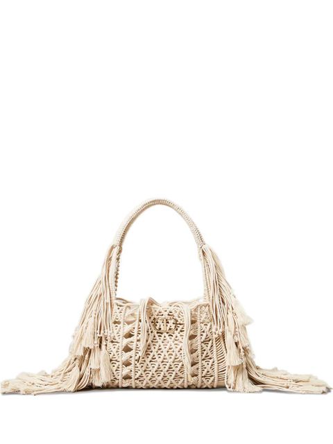 TWINSET fringed macramé tote bag - Neutrals - zdjęcie produktu nr 1