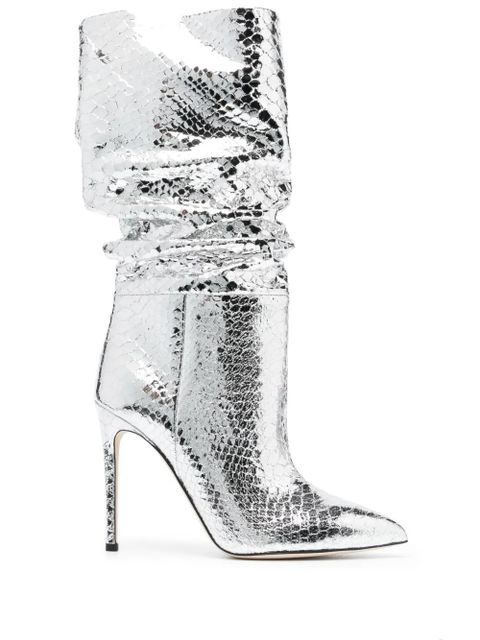 Paris Texas 105mm snakeskin-effect metallic boots - Silver - zdjęcie produktu nr 1