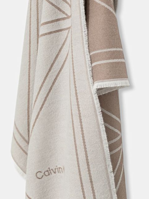 Calvin Klein szalik damski kolor beżowy wzorzysty LV04F8074G