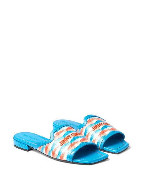 Jimmy Choo Nako diamond-print slides - Blue