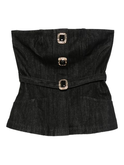 Self-Portrait belted-embellished top - Black - zdjęcie produktu nr 1