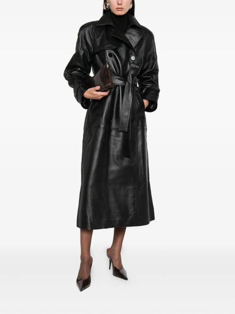 ducie Corrin buttoned belted leather trench - Black - zdjęcie produktu nr 2