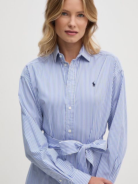 Polo Ralph Lauren sukienka bawełniana kolor niebieski mini rozkloszowana 211891428