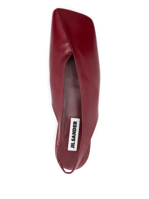 Jil Sander leather ballet flats - Red