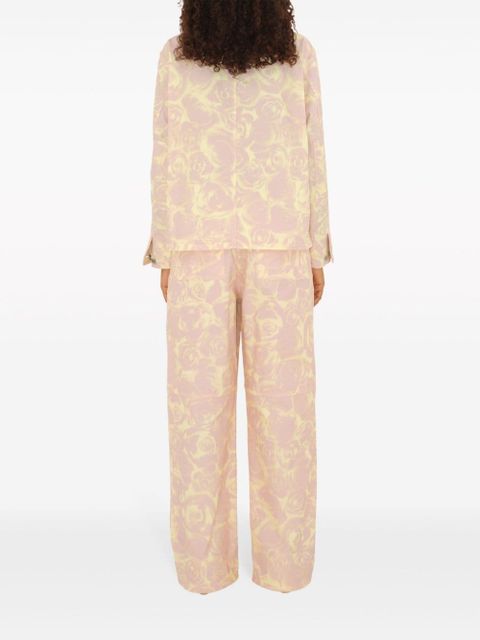 Burberry rose-print straight-leg trousers - Pink
