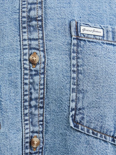 Guess Jeans koszula jeansowa damska kolor niebieski relaxed z kołnierzykiem klasycznym W5YH0D D5M86