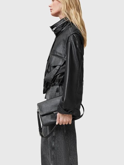 AllSaints torebka skórzana ONDINE kolor czarny W113XC