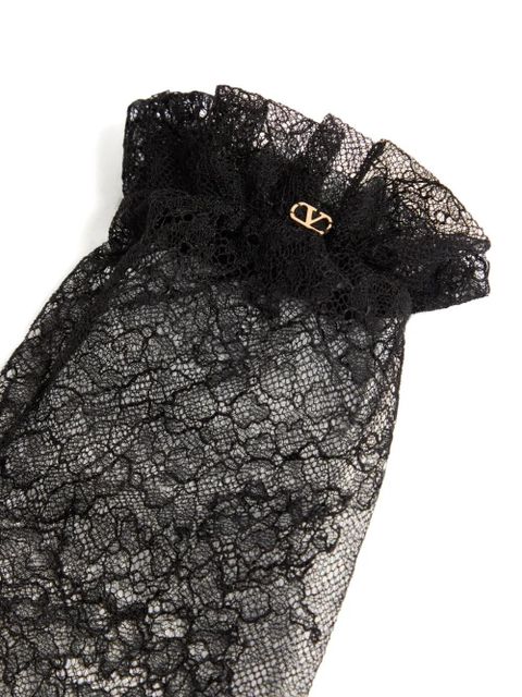 Valentino Garavani VLogo Signature ruffled lace gloves - Black - zdjęcie produktu nr 2