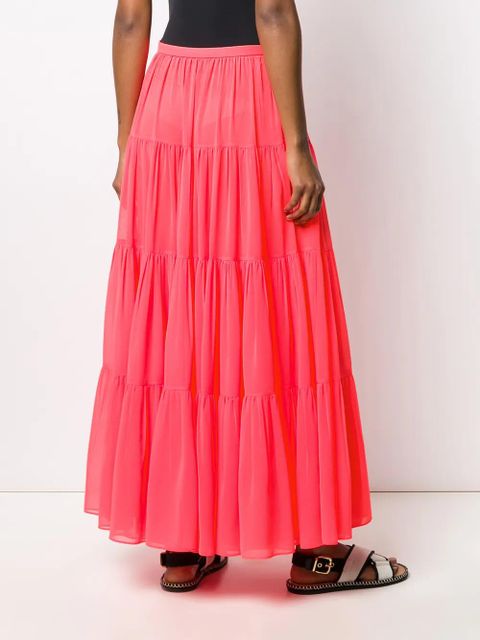 Valentino Garavani long tiered skirt - Pink