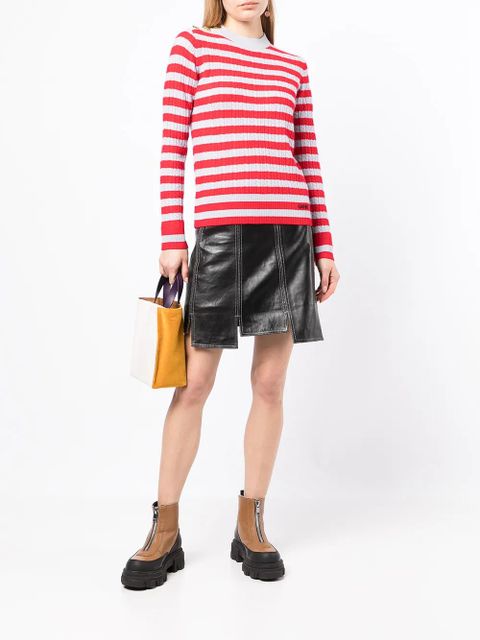 GANNI striped cable knit jumper - Red - zdjęcie produktu nr 2