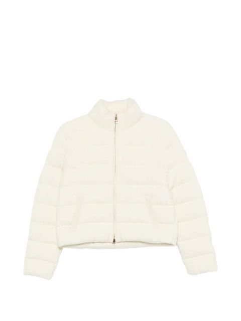Moncler knitted zip-up puffer jacket - Neutrals