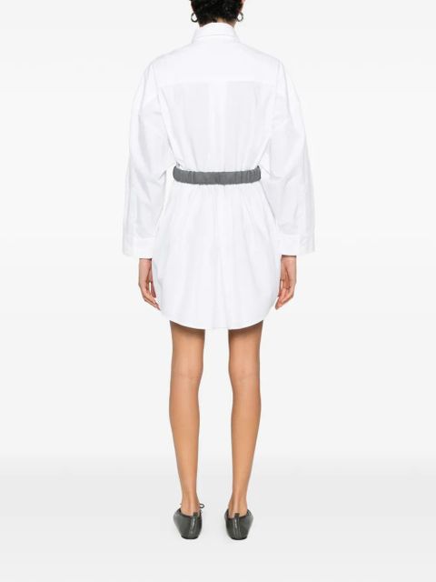 Maje belted cotton mini dress - White