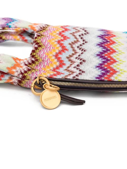 Missoni Raschel zig zag handle tote bag - White