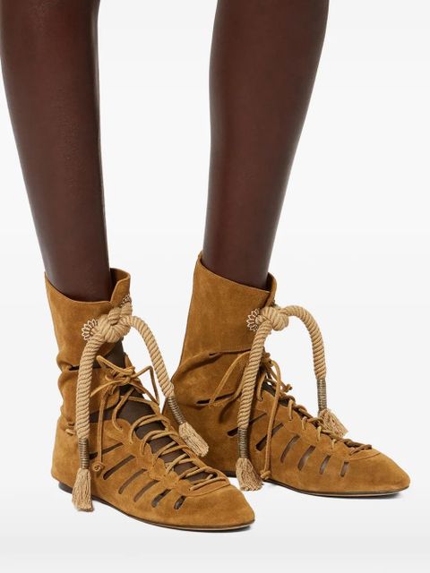 ISABEL MARANT Liade open-work gladiator boots - Brown