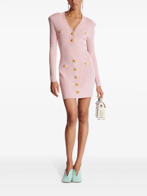 Balmain button-embellished knitted minidress - Pink