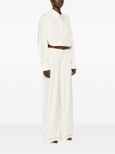Saint Laurent long-sleeve belted jumpsuit - Neutrals