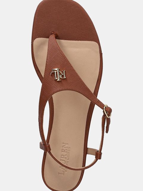 Lauren Ralph Lauren sandały skórzane Everley 2 damskie kolor brązowy 802982881001