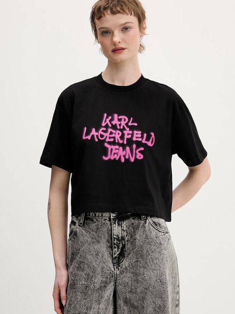 Karl Lagerfeld Jeans t-shirt bawełniany damski kolor czarny B1W17054 - zdjęcie produktu nr 1