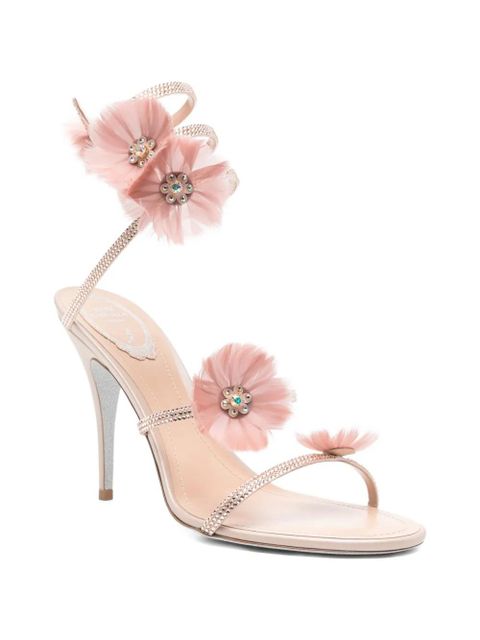 René Caovilla Jolene embellished-flowers heeled sandals - Neutrals - zdjęcie produktu nr 2