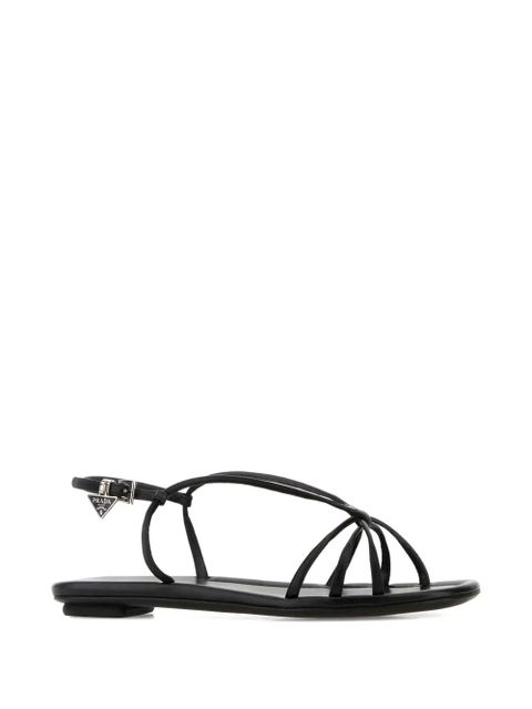 Prada leather slingback flat sandals - Black - zdjęcie produktu nr 2