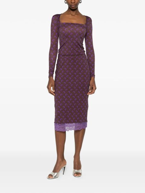 Marine Serre moon-print square-neck top - Brown - zdjęcie produktu nr 2