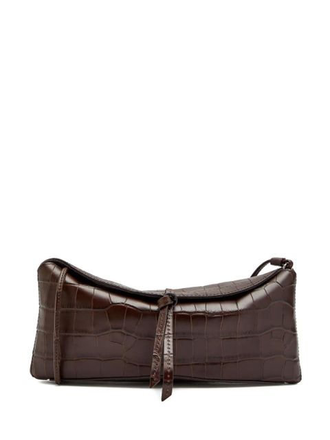 STAUD Eve croc-embossed clutch bag - Brown - zdjęcie produktu nr 1
