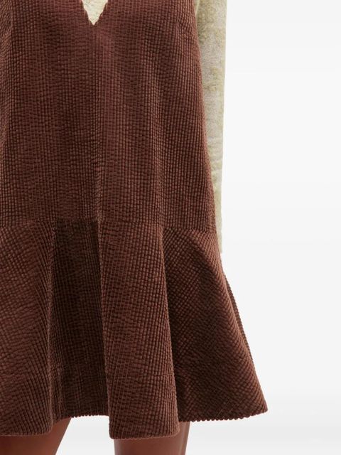 GANNI V-neck corduroy mini dress - Brown