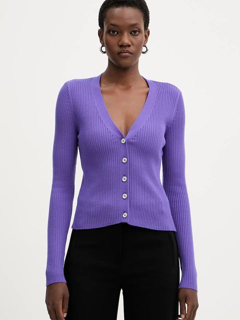 Pinko kardigan z dodatkiem wełny damski kolor fioletowy lekki 105506 A18M