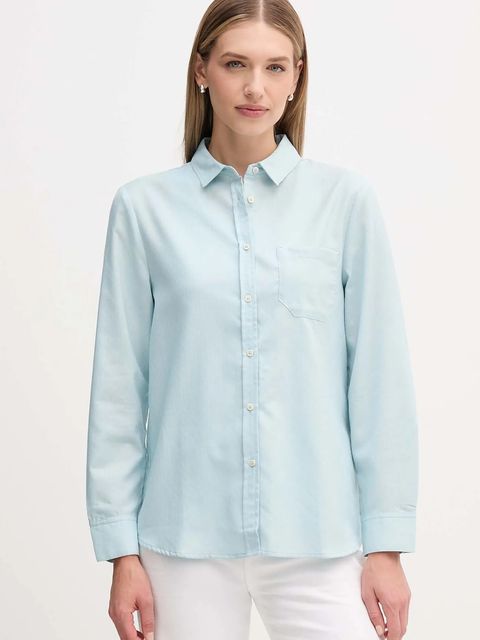 United Colors of Benetton koszula damska kolor niebieski regular z kołnierzykiem klasycznym 56D8DQ0CG - zdjęcie produktu nr 1