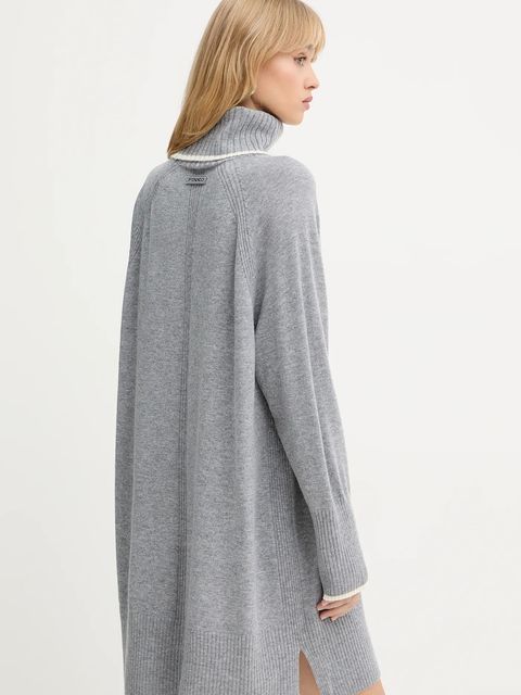Pinko sukienka wełniana kolor szary mini oversize 105449 A2Q9