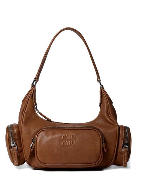 Miu Miu logo zip leather shoulder bag - Brown - zdjęcie produktu nr 1