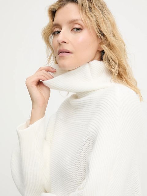 Answear.LAB sweter z kaszmirem damski kolor beżowy z golfem