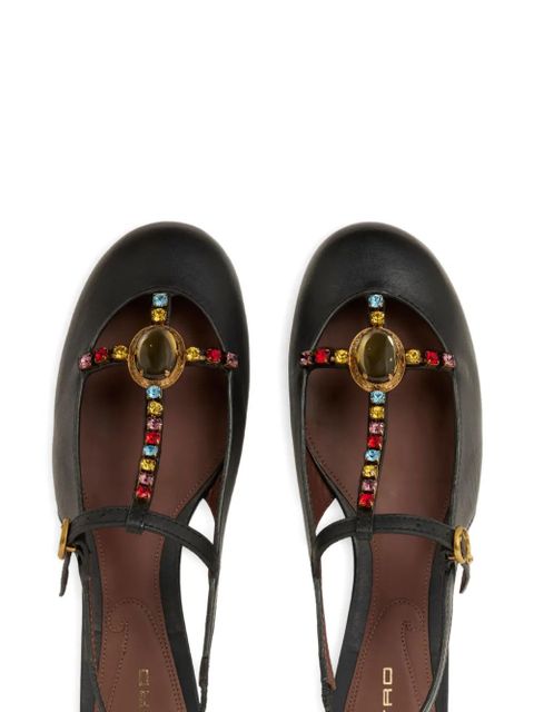 ETRO rhinestones slingback leather sandals - Black