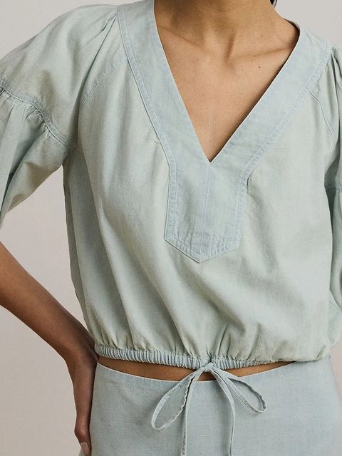 Lauren Ralph Lauren bluzka bawełniana damska kolor niebieski gładka 200971260