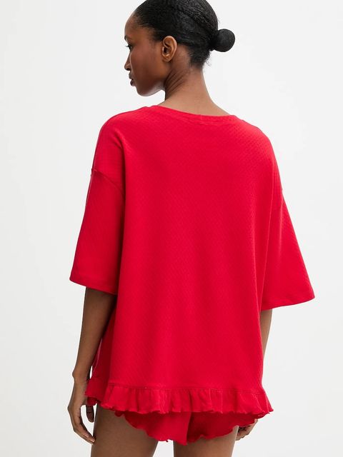 Answear Lab piżama bawełniana kolor czerwony bawełniana