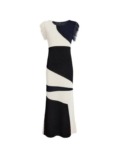 Proenza Schouler Saskia fringe-trimmed intarsia midi dress - Black - zdjęcie produktu nr 1