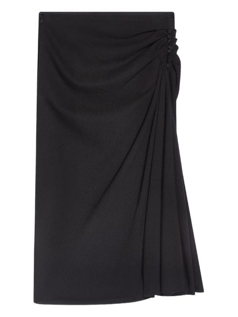 DRIES VAN NOTEN draped button-detail midi skirt - Black - zdjęcie produktu nr 1