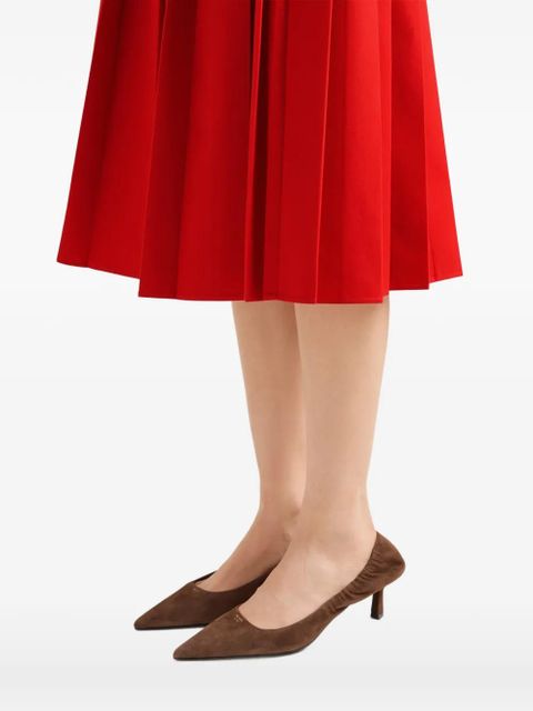 Prada pleated gabardine midi-skirt - Red