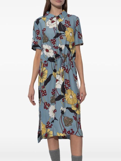 Marni floral-print drawstring midi dress - Blue - zdjęcie produktu nr 2