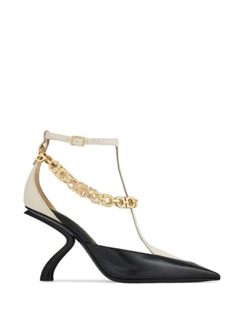 Ferragamo S-shaped heel pump with Gancini chain - Black - zdjęcie produktu nr 1