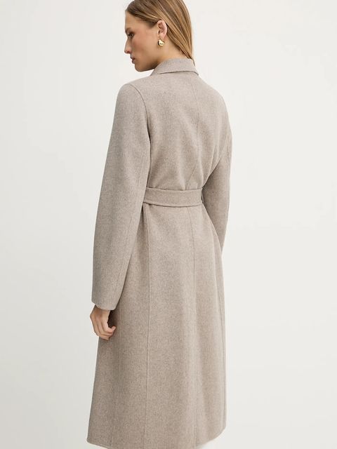 BOSS płaszcz wełniany damski kolor brązowy przejściowy niezapinany 50541513