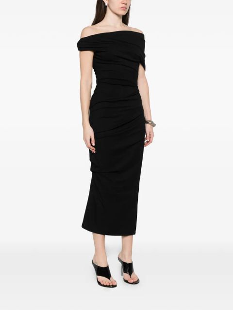 Paris Georgia one-shoulder gathered midi dress - Black
