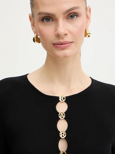 Karl Lagerfeld sukienka KARL DAILY kolor czarny midi rozkloszowana B1W13003