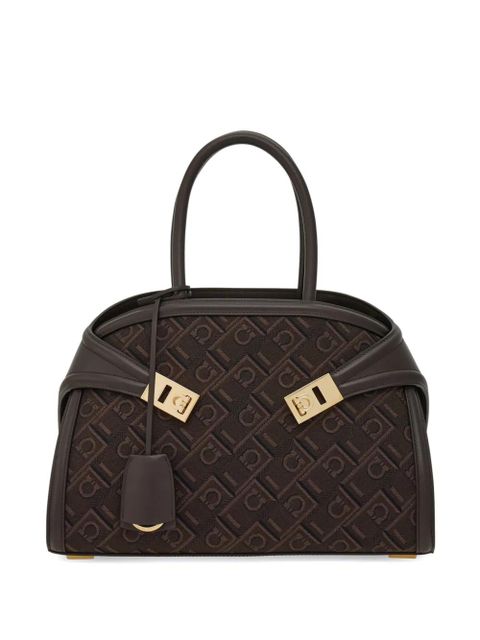 Ferragamo small Hug jacquard handbag - Brown - zdjęcie produktu nr 1