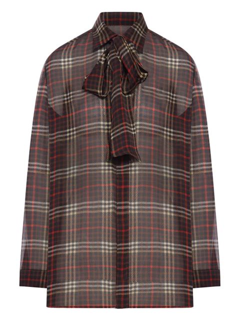 Saint Laurent plaid silk blouse - Red - zdjęcie produktu nr 1